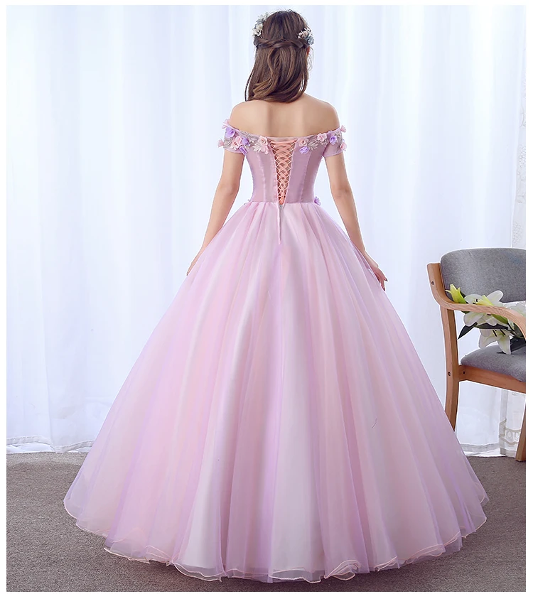 Gaun Quinceanera Gaun Pesta Formal Leher Perahu Elegan Gryffon Baru 2021 Gaun Pesta Formal Motif Bunga Manis Vestido De Quincenera