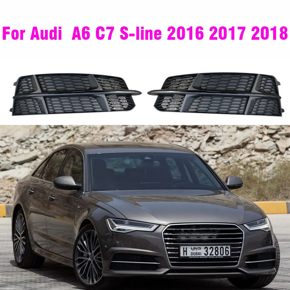 ABS Front Bumper Fog Light Lower Grille Grill Cover For Audi A6 C7 S-line 2016 2017 2018 Replacement Racing Grills