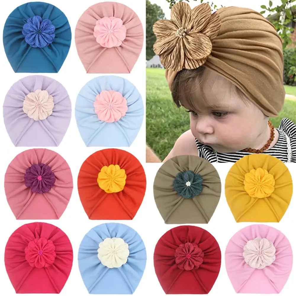 Hot Sell Baby headband European and American fashion soft match flower hood hat Autumn winter warm Indian hat Turban headbands