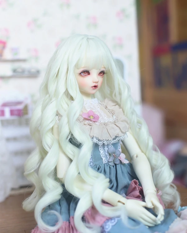 New high quality high temperature fiber BJD SD Bangs long curly wig female doll wig 1/3 1/4 1/6 bjd doll wig Black for dolls