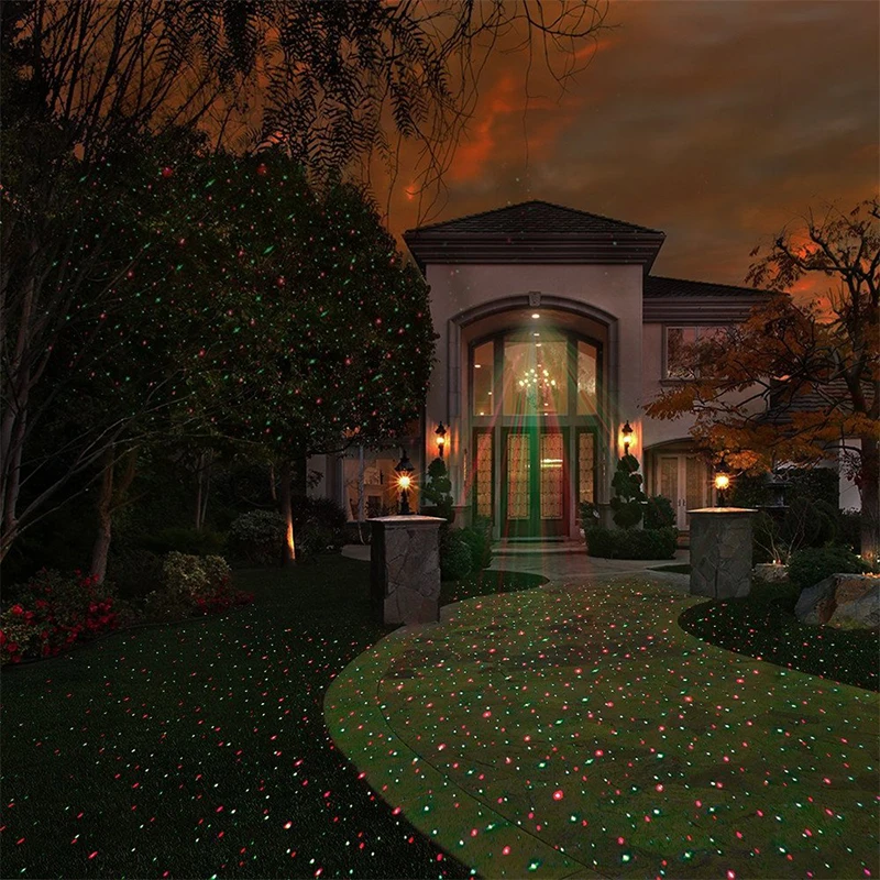 الإبداعية LED تتحرك كامل السماء ستار الأحمر والأخضر عيد الميلاد حفلة المرحلة جهاز عرض ليزر ضوء في الهواء الطلق المشهد حديقة الحديقة مصباح ليزر #6