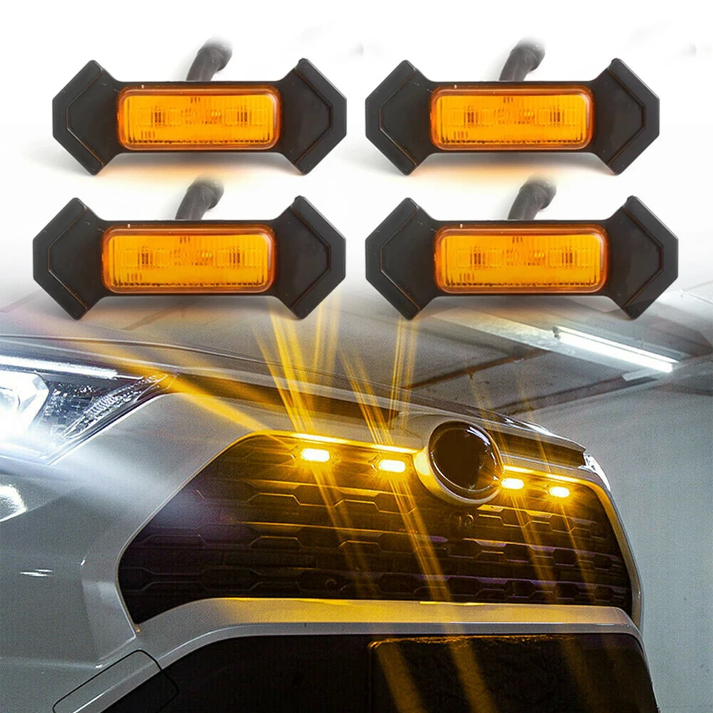 Amber 12V Car Front Grille Light For Toyota RAV-4 RAV 4 RAV4 2019-2021 Grill ONLY Front Grille DRL Lighting Decorative Lights