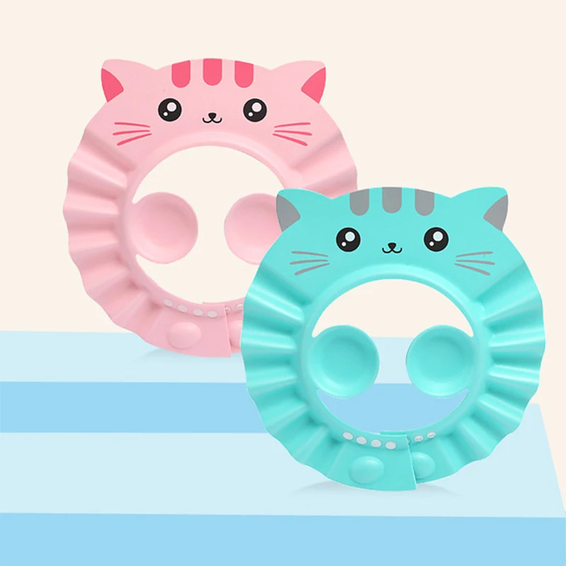 Kids Shower Bathing Cap Bath Safe Protect Shampoo Adjustable Soft Cap Protection Eye For Baby Wash Hair Shield Bathing Hat