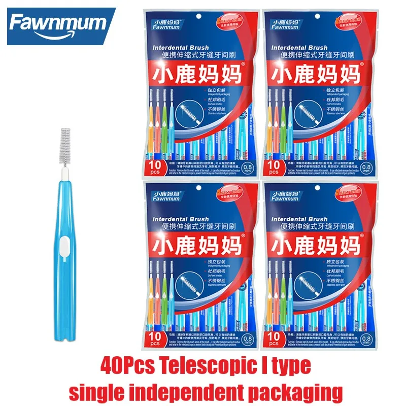 Fawnmum Telescopic Design Interdental Brush Braces for Teeth Cleaning Brushes Single Individual Packaging Orthodontic Oral Care