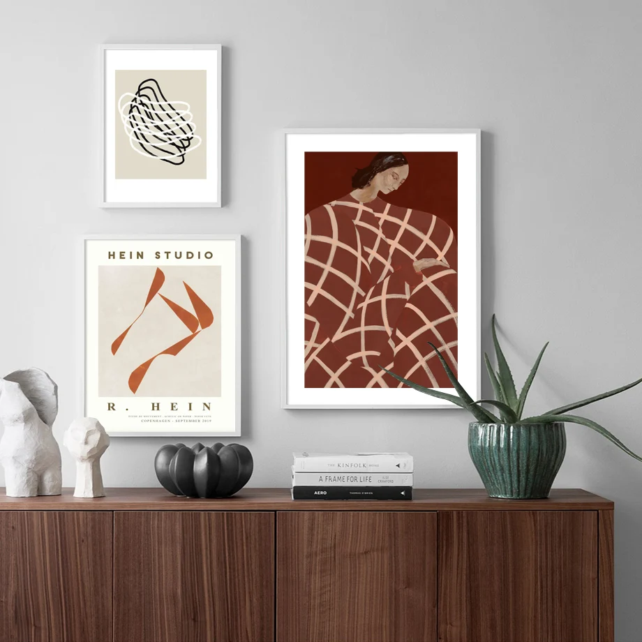 Abstract Line Geometry Curve Girl Wall Art Canvas Painting  Nordic Poster Morden Green Picture For Livingroom Bedroom Home Decor