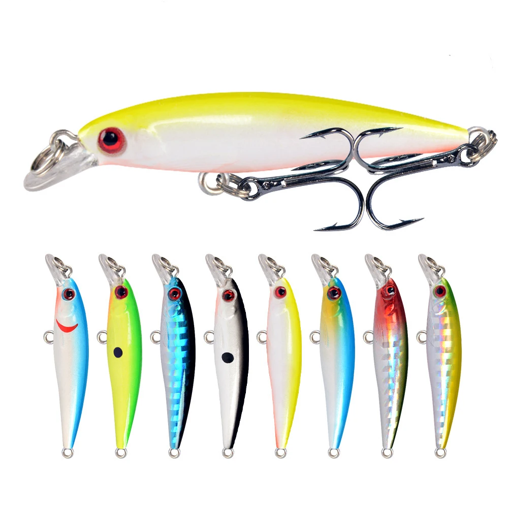 1 stücke Mini Minnow Angeln Locken 3g 5cm Lebensechte Fest Gefälschte Köder Crankbait Wobbler Karpfen Peche Iscas Peaca hecht Tackle 8 Farben