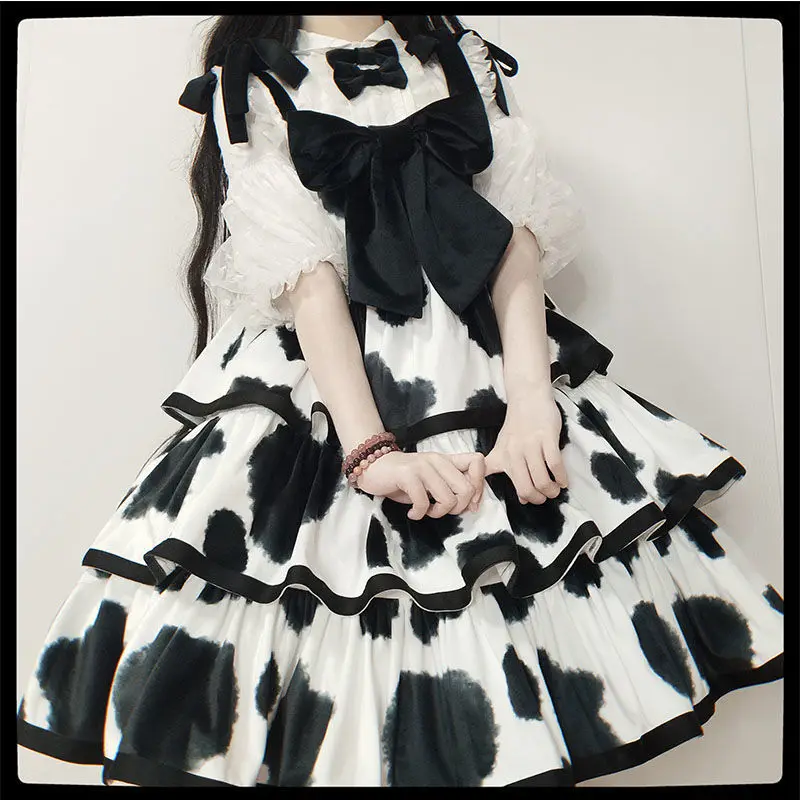 

Gothic Sweet Lolita Jsk Dress Women Summer Japanese Harajuku Cute Print Party Strap Dresses Girly A-Line Baby Doll Vestidos