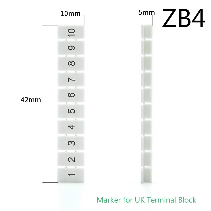 

100pcs ZB4 Numbers / Blank Marker Strips for UK-1.5N ST1.5 Din Rail Terminal Block Wiring Sign Marker Bar Marking Label
