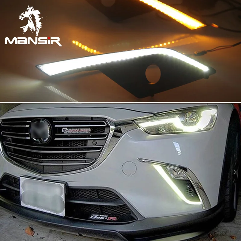 

LED Daytime Running Light For Mazda CX-3 CX3 2015 2016 2017 2018 2019 Turning Yellow Signal Car Headlight DRL Fog Lamp Daylights