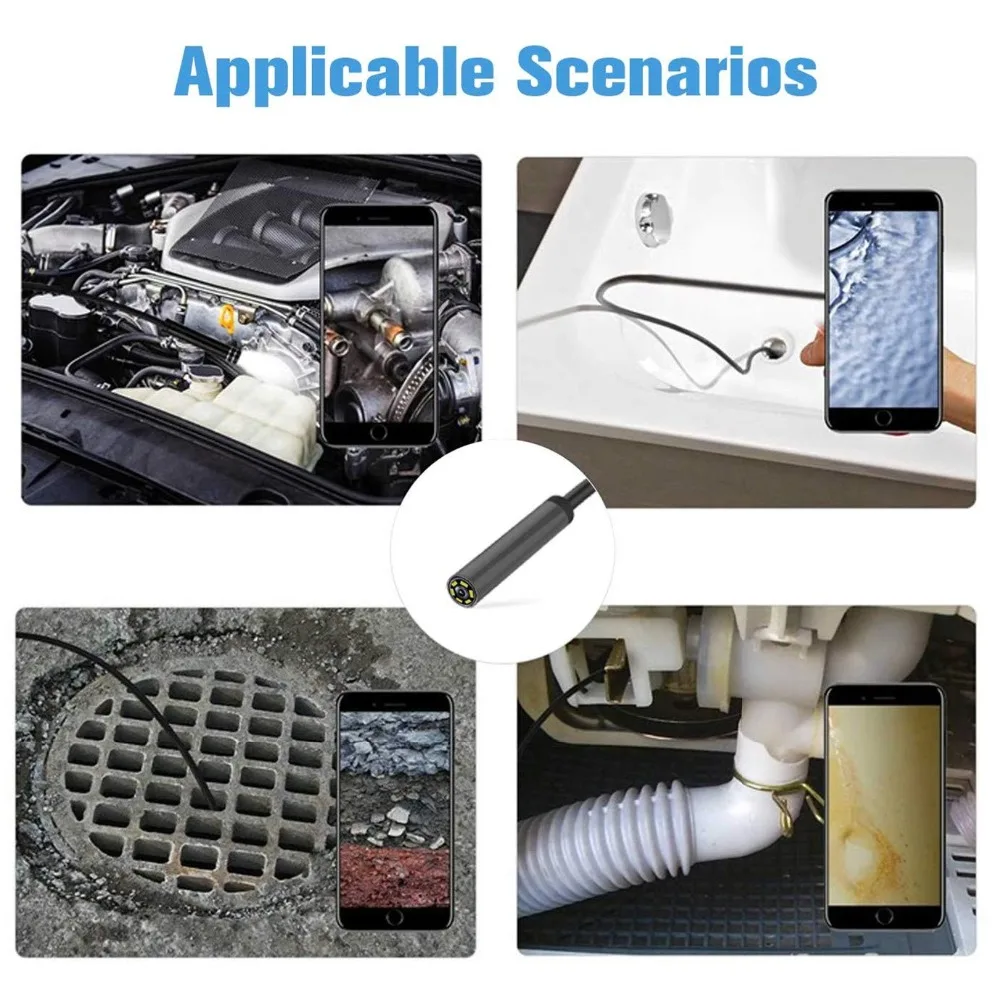 10m Borescope USB Camera Endoscope 7MM  OTG Micro USB Endoscopic Inspection Camera with 6 LED for Android/Win7/8/10