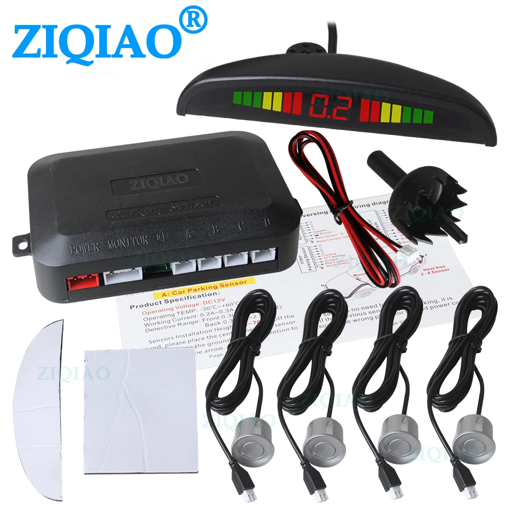 

Car LED Sensor Kit Backlight Display 4 Sensors Buzzer Reverse Radar Detector Sound Alarm Indicator Probe System LD04