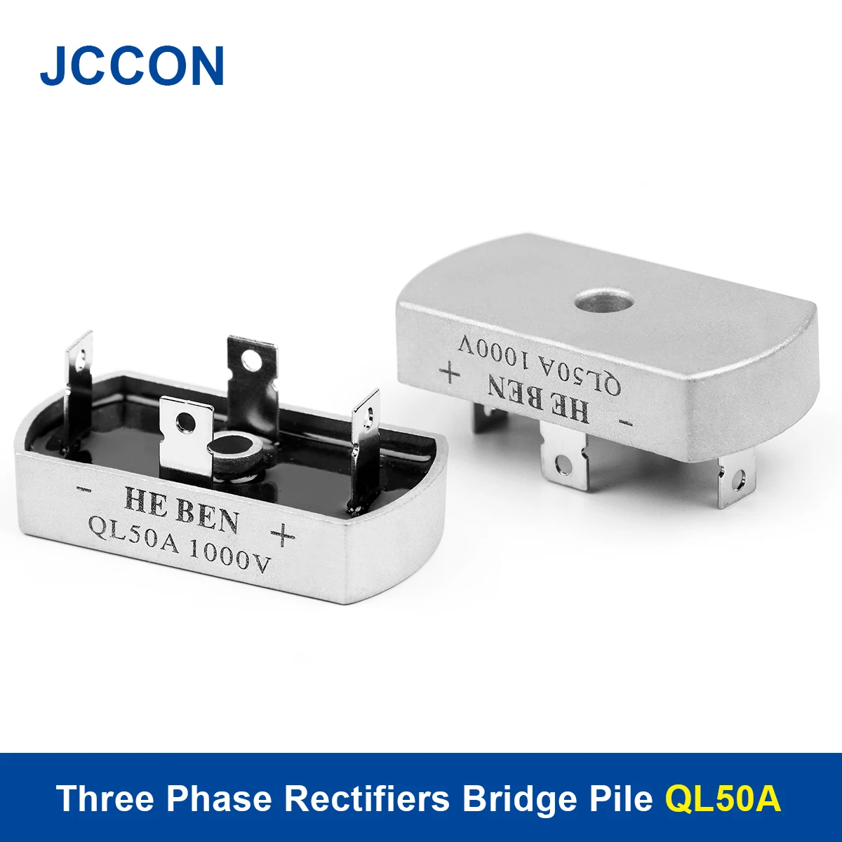 2Pcs Three Phase PWM Rectifiers Bridge Pile QL50A Bridge Diode Rectifier Aluminum Metal Case 3 Phase Diode Bridge