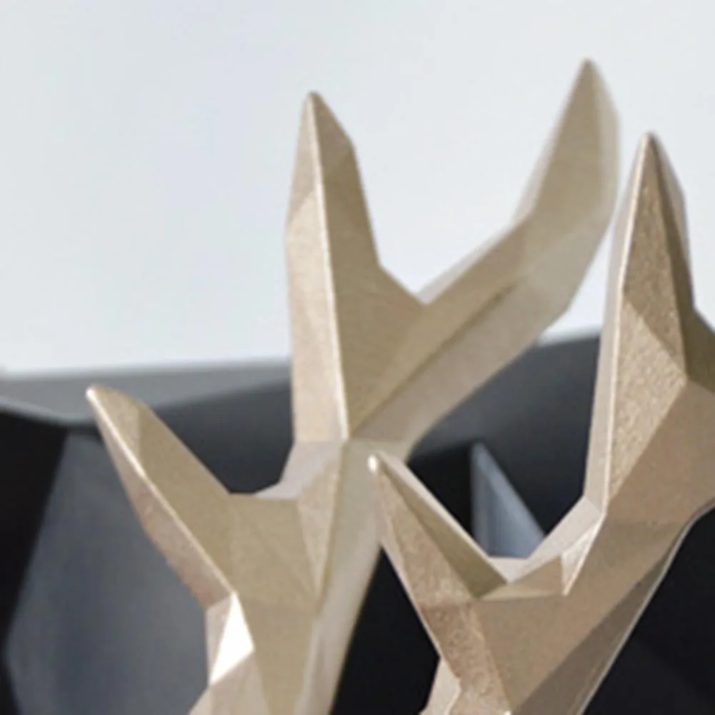 2Pc Deer Decor Statue Resin Sculpture Geometric Home Decor Nordic Statues Deer Figurines Modern Decoration Abstract Tabletop