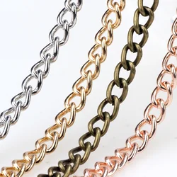 6*8MM 1M/Lot Punk Metal Gold/Rhodium/Bronze/Rose Gold  Necklace/Bracelet for Men Women Curb Cuban DIY Chain making  Jewelry