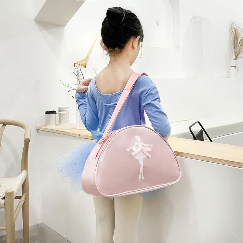 Kids Girls Princess Dance Messenger Bag Fashion Children One Shoulder Cross Dance Latin Ballet Gym Bags Pink Large Capacity