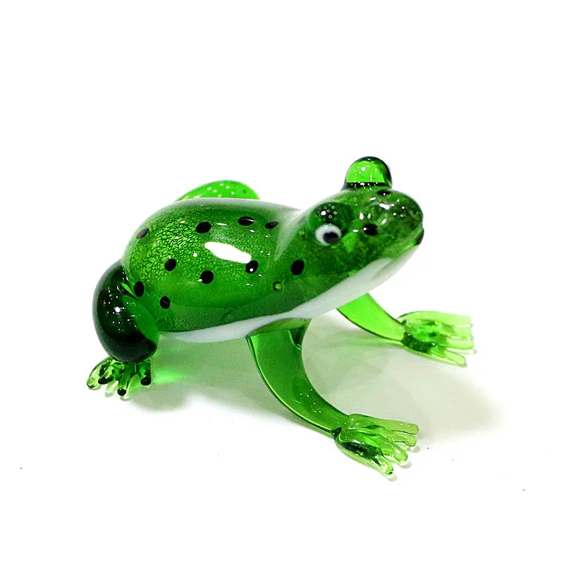 Handmade Colorful Creative 3D Frog Decoration Figurine Model Sculpture Hand Blown Glass Animal Art Ornament Collectible ,Bedroom