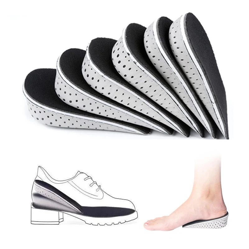 1 Pair Shoe Insoles Breathable Half Insole Heighten Heel Insert Sports Shoes Pad Cushion Unisex 2-4cm Height Increase Insoles