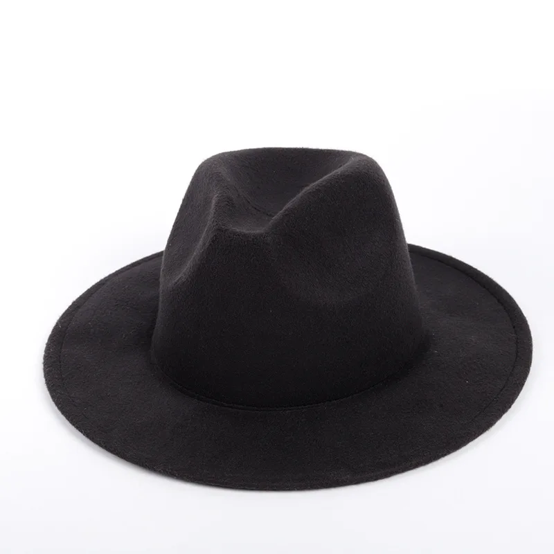 Ladies Men's Woolen Fedora Hat with Leather Ribbon Gentleman Elegant Ladies Winter Autumn Wide Brim Hat Jazz Church Panama Hat