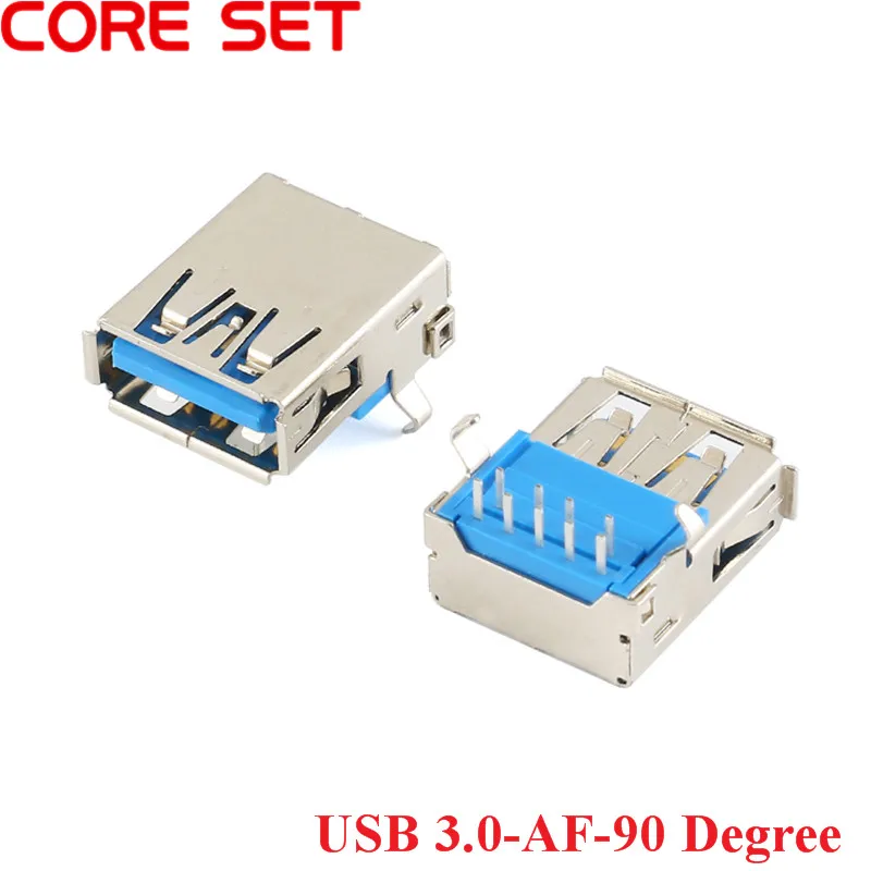 10 szt./2 szt. Gniazdo USB 3.0 do montażu na płytce PCB, typ A, żeńskie, kątowe, 9-pinowe, złącze DIP, 90 stopni