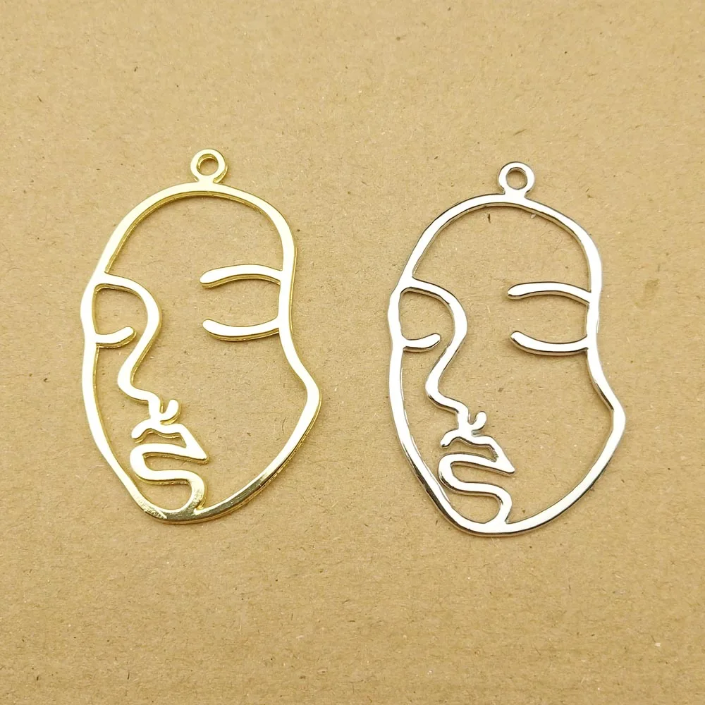 10pcs Human Face Charm for Jewelry Making Earring Pendant Bracelet Necklace Accessories Diy Supplies Alloy Metal