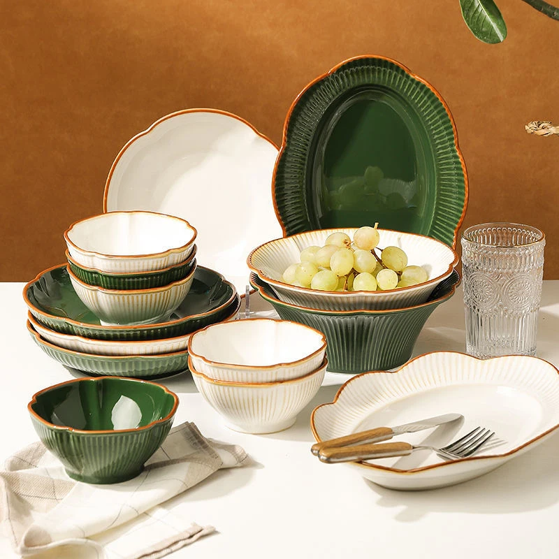 Modern Luxurious Tableware Set, High Appearance, Ceramic Rice Bowl, Soup Bowl, Large Fish Plates, Dinner Set, Home Dish, 1 Pc