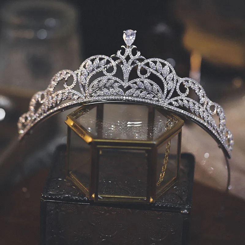CC Vintage Queen Crown Women Hair Accessories Wedding Hairwear Bridal Headdress Engagement Jewelry 100% Handmade Gifts AN001