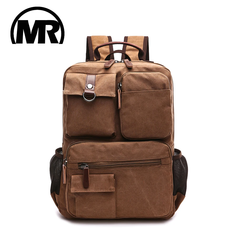 MARKROYAL New Men Canvas Backpack Shoulder Bag Students Leisure Bag Computer Bag School Mochila Teenagers 15inch Laptop Rucksack