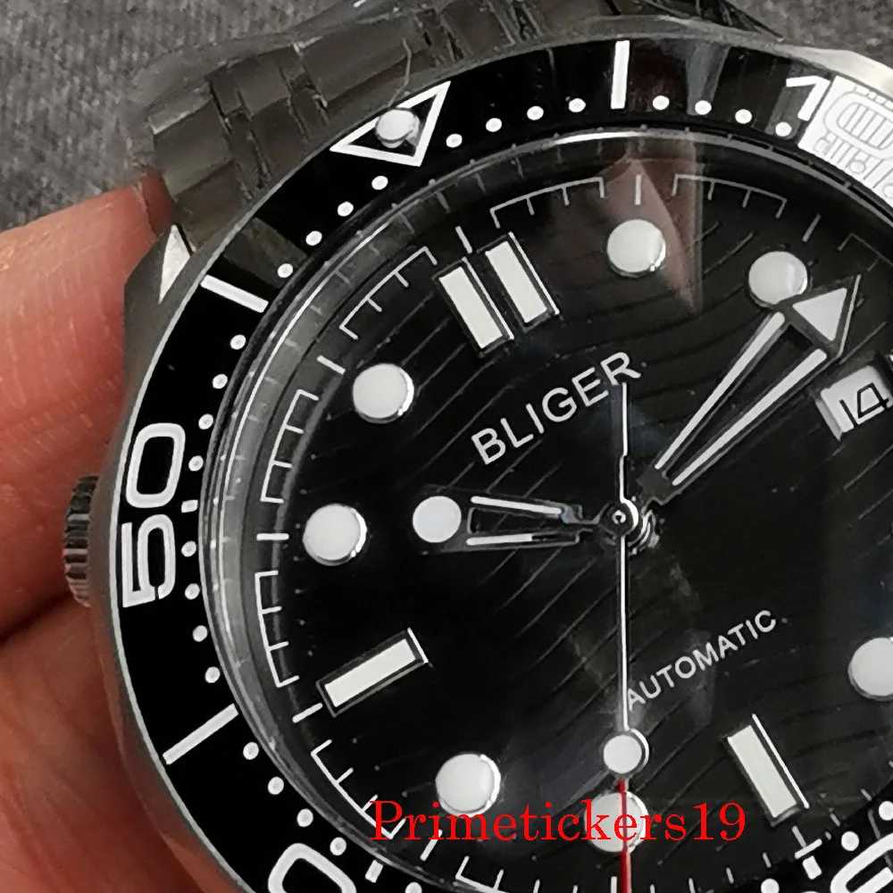 Bliger 41mm Men's Watch Sapphire Crystal Auto Date Stainless Steel Case Mental Bracelet NH35 PT5000 Movement - Image 4