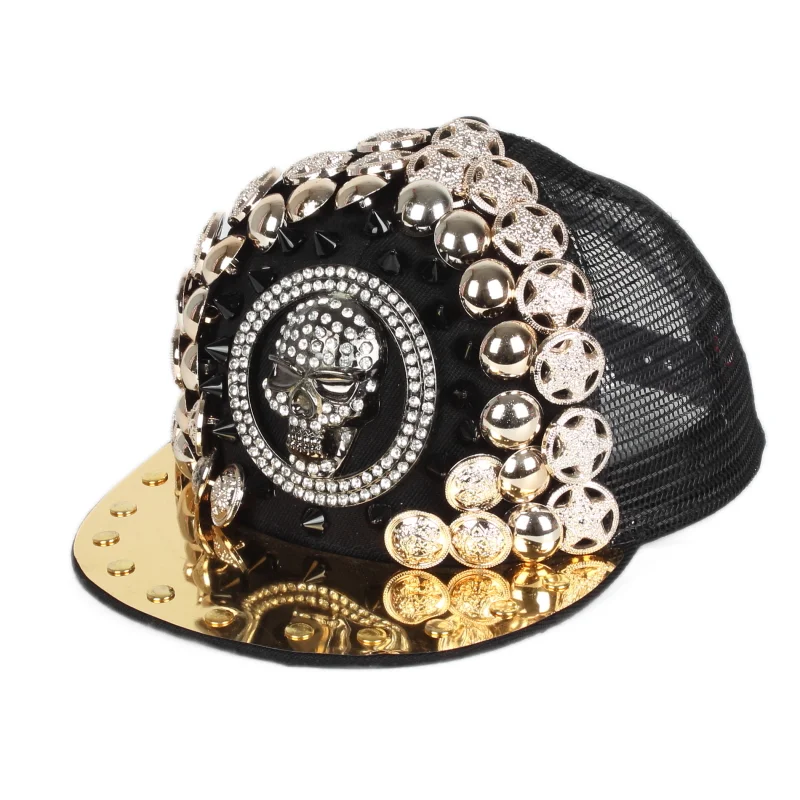 

Popular European and American Punk Style Custom men's Recycled Material Fashion Metal Brim Rebound Hats