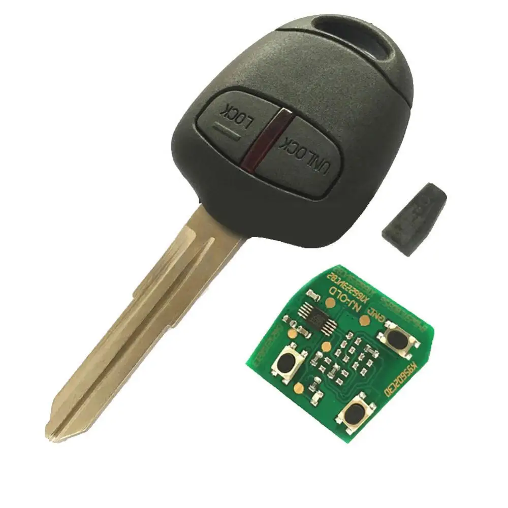 433.92MHz 2 Buttons Car Remote Key Fob with ID46 Chip Uncut Blade for Mitsubishi