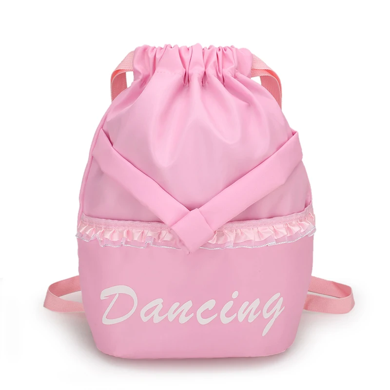 Lace Drawstring Dance Bag for Girls Kids Ballet Latin Dress Backpack Birthday Gift Dancing Shoes Package Bags