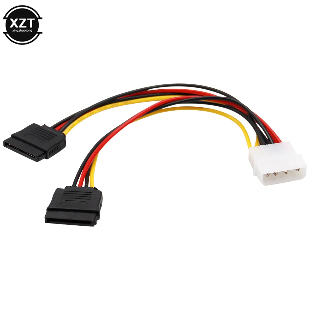 1PCS 4Pin IDE Molex to 2 ATA SATA Power Connector Supply Y Splitter Hard Drive Extension Cable Adapter