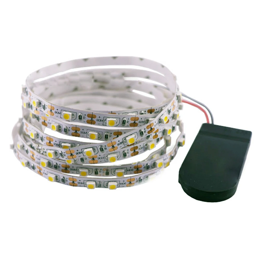 Tira de luces Led 2835 con batería, cinta Flexible impermeable de 5V, 60LED/m, 3528, blanco cálido, blanco frío, rojo, verde, azul, amarillo