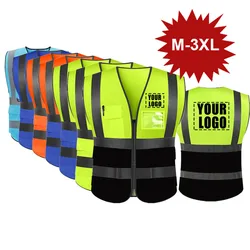 Reflecterende Veiligheid Vest Custom Logo Tekst Hoge Zichtbaarheid Werk Vest Bouw Werk Uniformen Ingenieur Veiligheid Vest