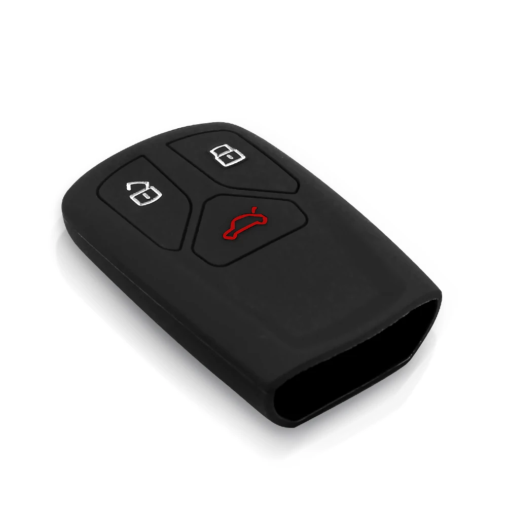 KEYYOU-غطاء مفتاح السيارة من المطاط والسيليكون ، ملحق السيارة ، بدون مفتاح ، لسلسلة مفاتيح Audi A4 allroad B9 Q5 Q7 TT TTS 2016 2017 2018