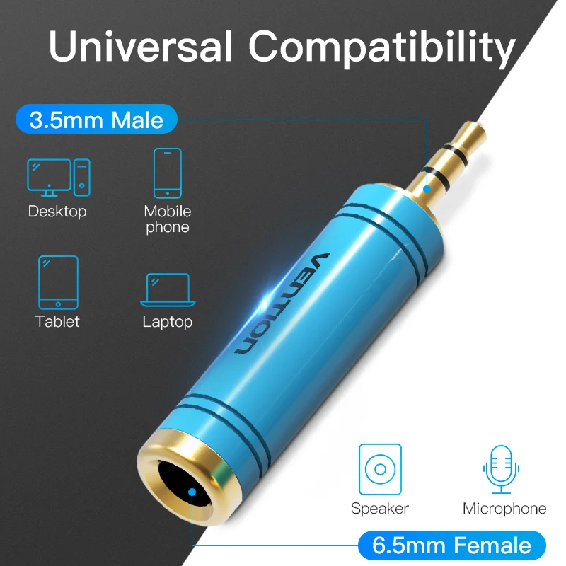 Vention جاك 3.5 إلى 6.35 مللي متر المتكلم موصل ذكر إلى أنثى محول الصوت ل المتكلم الغيتار Mic جاك كابل ستيريو الصوت
