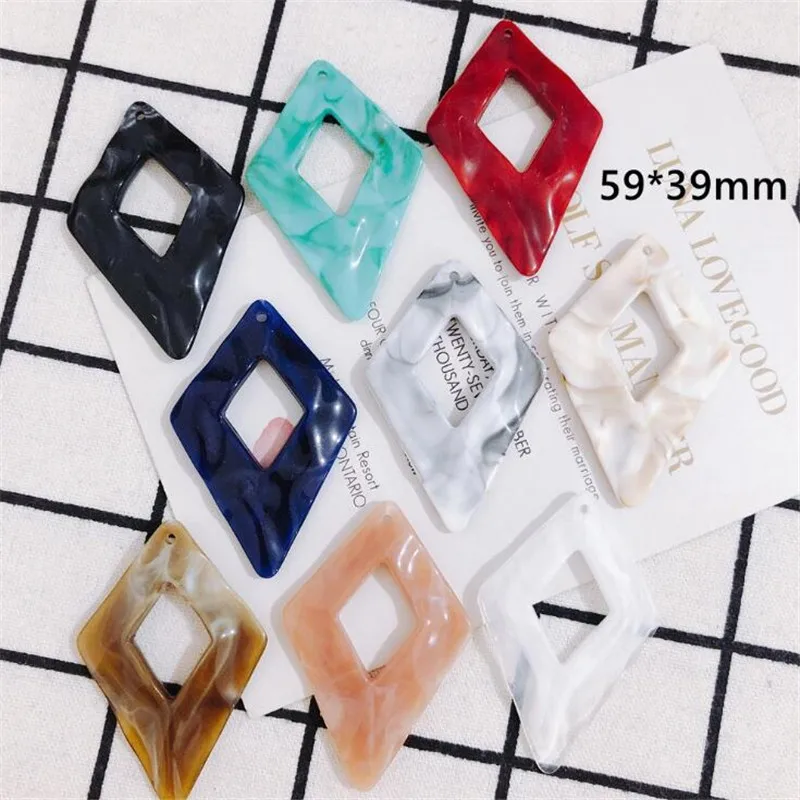 10pcs/lot new creative irregular acrylic resin rhombus beads connectors for diy earrings jewelry making accessories material