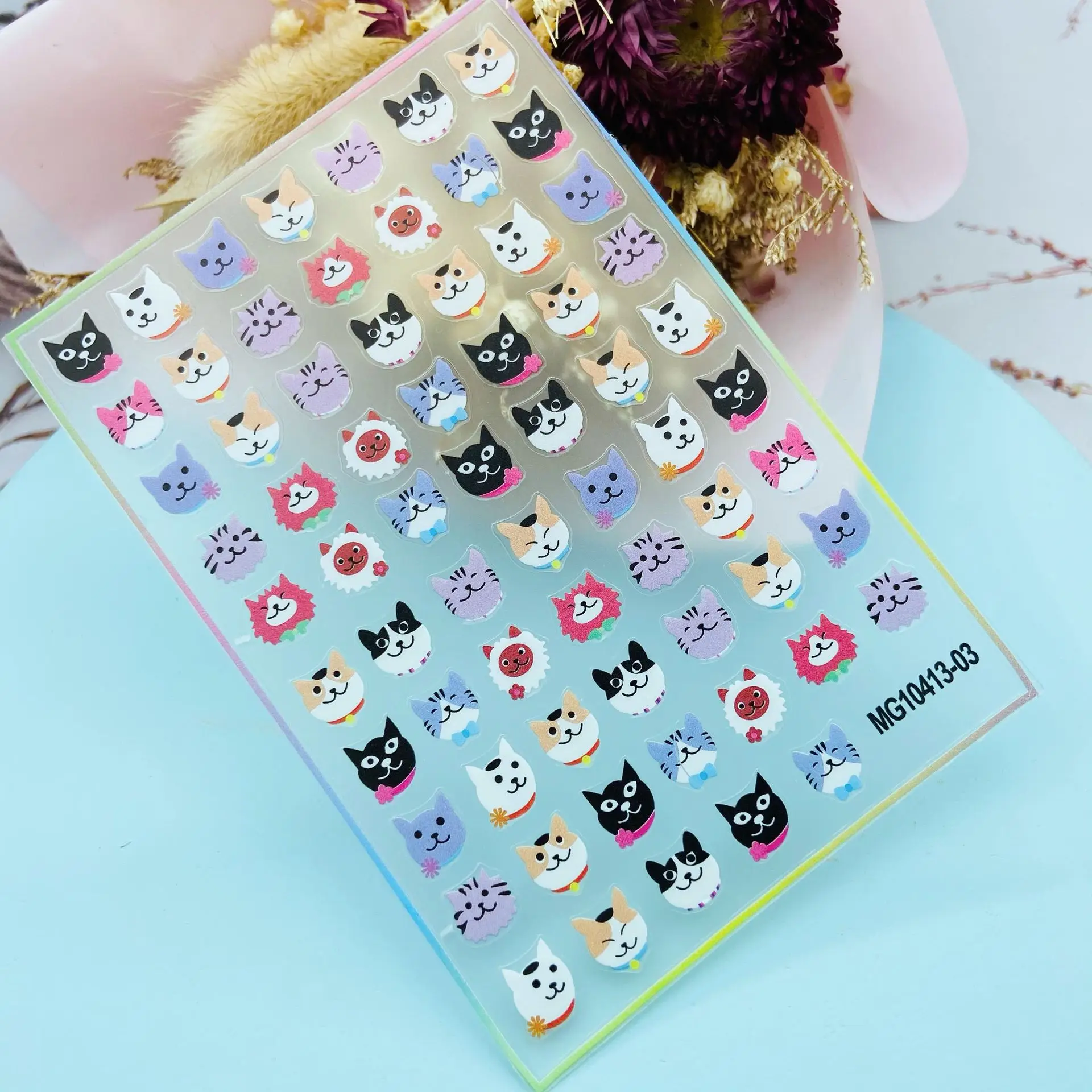 Japanese Style New Technology Transparent Texture Plain Nail Stickers Carton Dogs& Animals Thin Light High Viscosity Nail Decals