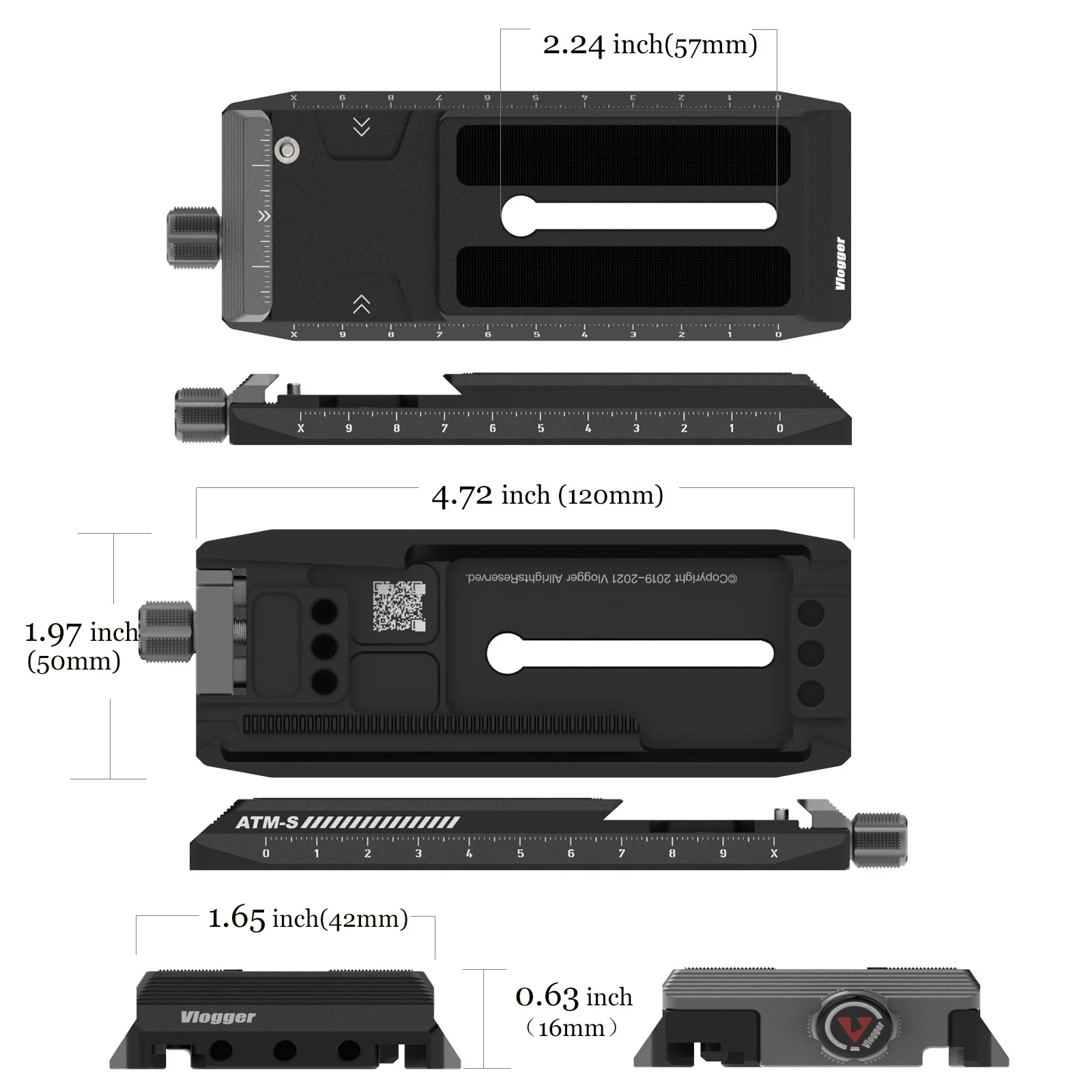 Placa de liberação rápida com furos roscas 1/4 ", tipo arca de 38mm para dji ronin s/rs2/rsc2 zhiyun guindaste