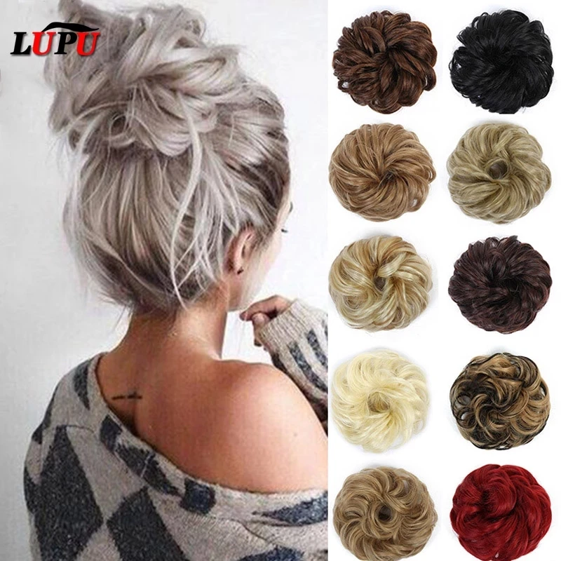 LUPU Synthetic Hair Scrunchies Chignon Elastic Band Made Of Hair Messy Curly Hair Bun Hairpiece Ponytail For Women Heat Resistan