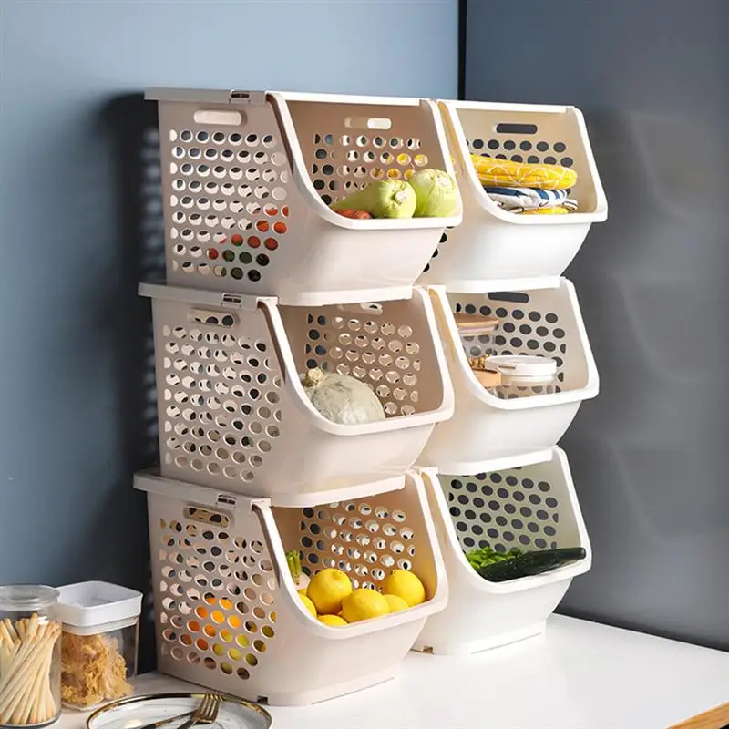 Multifunctional Plastic Food Toy Storage Shelf For Toys Kitchen Household Fruits Vegetables Washing Basket Children's Toy