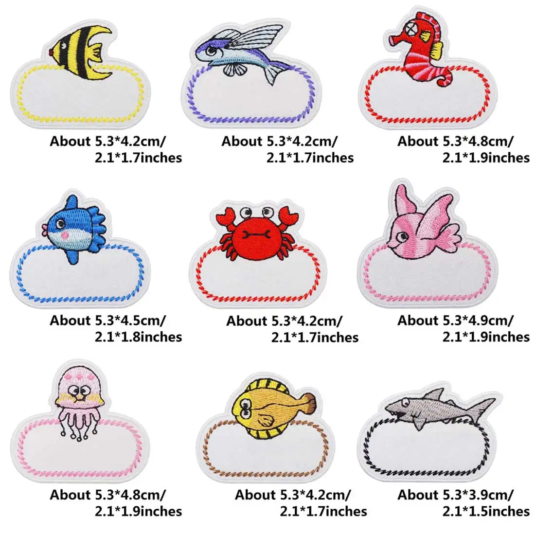 Custom Kids Name Uniforms Patch Cartoon Sea Animal Crab Jellyfish Embroidery Kindergarten Baby Name Badge Applique