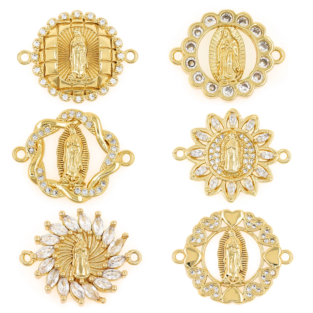 2021 Tendy Charms Catholic Vintage Virgin Mary Pendant For DIY Handmade Findings Jewelry Two Hole Connectors Making Accessories