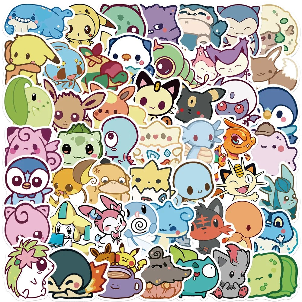 10/50pcs Kawaii Pokemon Anime Stickers Pikachu Stickers Laptop Suitcase Skateboard Guitar Phone Cartoon Stickers Kid Gift Toys