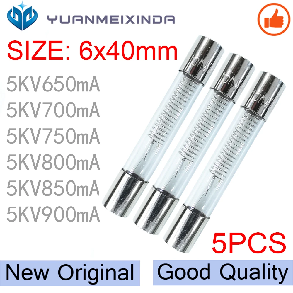 5KV Special Microwave Oven Fuse 6*40mm 0.65A 0.7A 0.75A 0.8A 0.85A 0.9A 1A Glass Tube Fuse 5000V 700MA 6x40mm High-Pressure Fuse