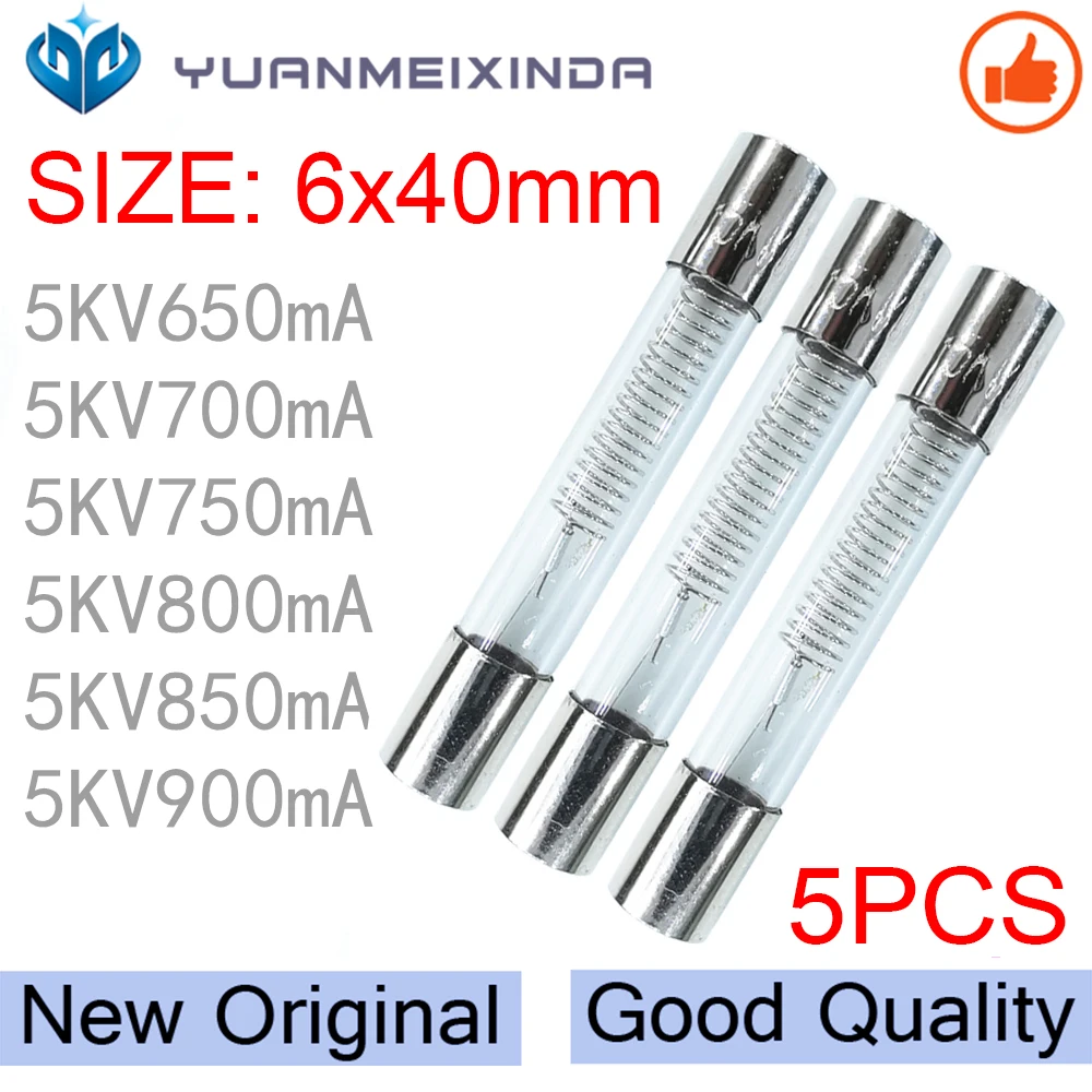 Fusible spécial pour four à micro-ondes, tube en verre, haute pression, 5KV, 6x40mm, 0,65A, 0,7A, 0,75A, 0,8A, 0,85A, 0,9A, l\'autorisation, 5000V,