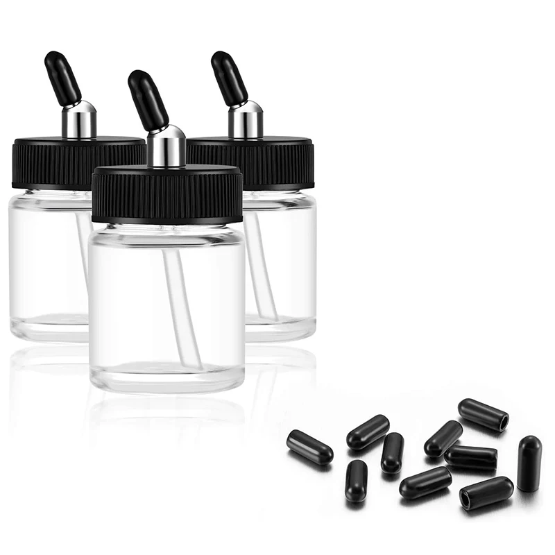 Airbrush Bottles Caps Airbrush Jar Caps Pour Covers Siphon Adapter Liquor Spout Covers for Airbrush Bottle Jar Caps Black (30pc)