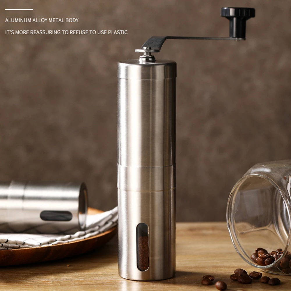 

Manual coffee grinder for French embossing machine, hand-held mini, K cup, brushed stainless steel portable conical grinder