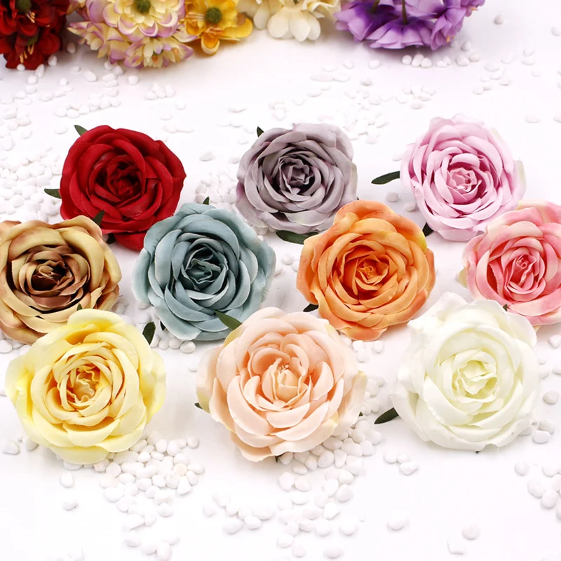 Artificial decorative Rose Heads DIY Decorative Bride Fake Flower Head For Home Wedding Birthday Party Decoration Fake Flowers