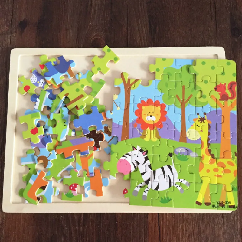 

Cartoon 60 Puzzles Children Toys Wooden Jigsaw Daycare Homeschool Supplies Educational Kids 3d Puzzles Montessori Gift One Piece